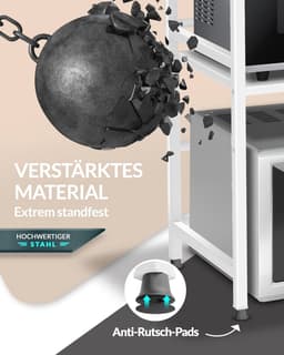 Staand Magnetronrek 3-laags - Verstelbaar Keukenrek met Planken en Haken - Wit — thumbnail 3