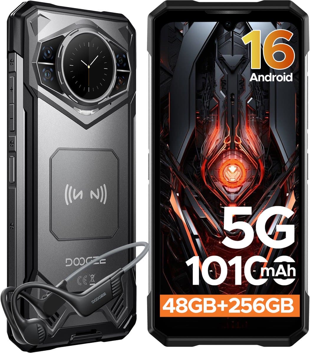 DOOGEE S200 VIP 5G - AI telefoon- Robuuste Smartphone - 32 GB RAM+256 GB ROM (2TB/TF) - Android 16 - MediaTek 7050 - 10100 mAh + 33 W - 6,72 inch FHD+120 Hz - 1,32 inch AMOLED - 100 MP + 20 MP - Dual SIM Dual Standby - NFC - Botgeleidingsheadset — afbeelding 1