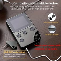 MP3-Speler - HiFi Muziekspeler - Bluetooth 5.0 MP3 Speler - Lossless Audio - Digitale Muziekspeler Met Scherm - 8GB Intern Geheugen + 64GB Uitbreidbaar - High Resolution Geluid - DAC - USB-C - Draagbaar - Audio Speler — thumbnail 2