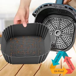 Vierkante siliconen airfryer bakplaat, 20 cm, antiaanbaklaag, hittebestendig tot 240°C, herbruikbaar, met handgreep en oliegeleider, multifunctioneel. — thumbnail 3