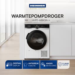 Heinner Warmtepompdroger - 8 KG - 14 Programma's - Antikreukfunctie - LED display - Trommelverlichting - Wit — thumbnail 6