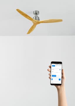 Stille DC Plafondventilator met Natuurlijke Houten Bladen, Timer en Wifi Functie — thumbnail 2