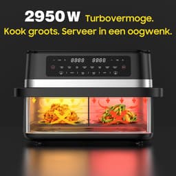 Dewelling DUAF-LR-100A - 11L Dual Zone Heteluchtfriteuse Met Uitneembare Scheidingswand - 2950W Airfryer Met Kijkvenster — thumbnail 6