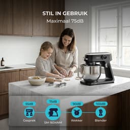 Fentic Keukenmachine 1800W, Keukenrobot met 7l RVS Mengkom, Incl. Menghaak, Garde, Deeghaak en Extra Accessoires, Keukenmixer Met Timer en 10 Snelheden — thumbnail 5