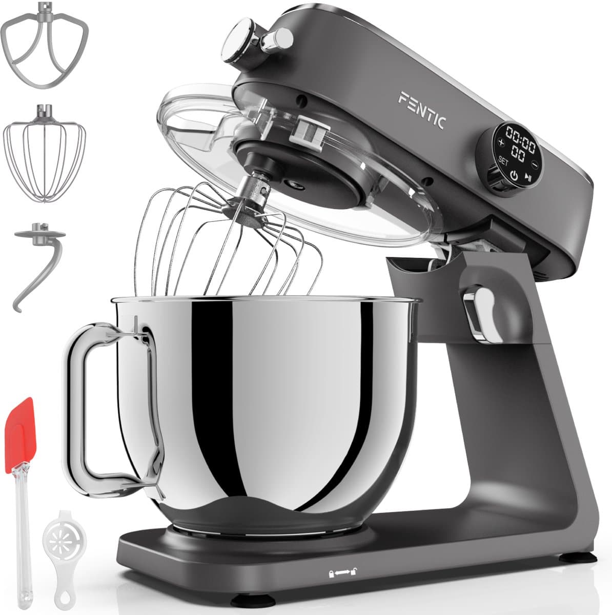 Fentic Keukenmachine 1800W, Keukenrobot met 7l RVS Mengkom, Incl. Menghaak, Garde, Deeghaak en Extra Accessoires, Keukenmixer Met Timer en 10 Snelheden — afbeelding 1