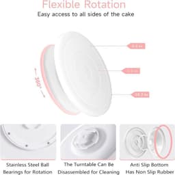 Roze set (totaal 137 stuks) Taartdraaiplateau, Taartdecoratie, Spuitmondjes, Spuitzakken, Taartdraaiplateauset — thumbnail 5