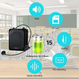 Draagbare Bluetooth Spraakversterker 18W met microfoon voor leraren en reizigers — thumbnail 2