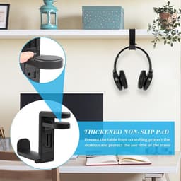 Verstelbare Koptelefoonhouder met Klem voor Onder Bureau - Roteerbare Headset Standaard Zwart — thumbnail 4