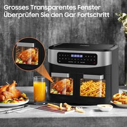 Heteluchtfriteuse 12L met 2 Laden, 10 Programma's en Zichtvenster – 2600W — thumbnail 4