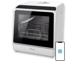 Ventux® Mini Vaatwasser Incl. App – Afwasmachine – 5 Programma’s – 900 Watt – 42,5 x 42,8 x 45,8 cm - Wit