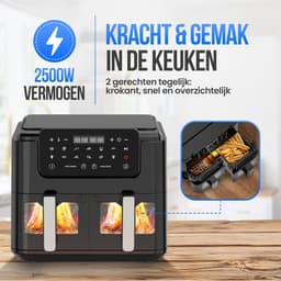 Dubbele Heteluchtfriteuse XXL 10L - 2500W - Met 10 Programma's en Sync Finish — thumbnail 5
