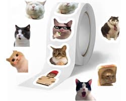 Katten Meme Stickers 500 Stuks Grappige Dierenstickers Schattige Katten Plakken Waterdicht Voor Laptop Auto Decoratie Cadeau Voor Kattenliefhebbers Vrolijke Stickerrol