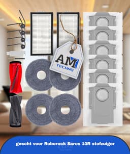 Accessoires gescht voor Roborock Saros 10R stofzuiger,1 hoofdborstels,2 HEPA-filters,6 stofzakken,4 reinigingsdoeken,4 zijborstels (zwart),1 borstel,1 schroevendraaier,20 stuks Accessoirekit — thumbnail 1