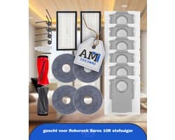 Accessoires gescht voor Roborock Saros 10R stofzuiger,1 hoofdborstels,2 HEPA-filters,6 stofzakken,4 reinigingsdoeken,4 zijborstels (zwart),1 borstel,1 schroevendraaier,20 stuks Accessoirekit