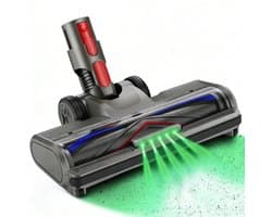 BLOSSOM Stofzuigermond - Geschikt voor Dyson Steelstofzuiger V7/V8/V10/V11/V15 - Groen Led - Wasbare borstel - Stofzuigeraccessoires - Vloerzuigmond - Zwart