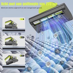Matras & Bekleding Stofzuiger – 16 kPa Zuigkracht – UV-C-Licht Mijtverwijderaar – 60 °C Ultrasone Hetelucht – Dubbele Cycloon — thumbnail 4