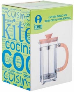 ITEM Cafetiere French Press 600 ml - bamboe - verse koffie - RVS filter - makkelijk in gebruik — thumbnail 2