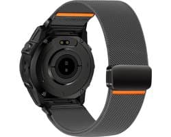 Stravo Nylon Bandje met Magneet voor Garmin Fenix 5x (Plus) Fenix 6x (Pro) Fenix 7x (Pro-Sapphire-Solar) Garmin Fenix 8 - 51mm Enduro 1-2-3 - Quickfit 26mm band voor Garmin smartwatches - Stevig & Verstelbaar Horlogebandje Horlogeband - Grijs