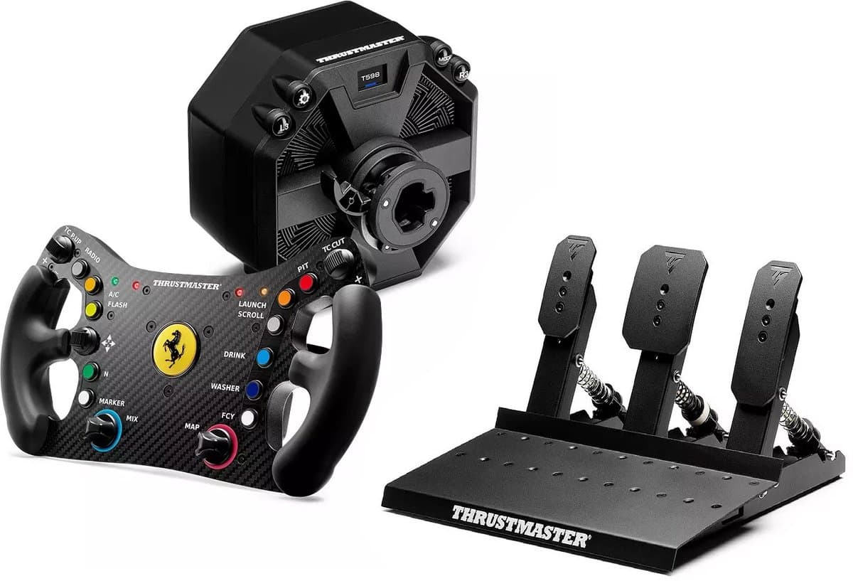 Thrustmaster T598 Servo Basis + Raceline Pedals III + Ferrari 488 Add-On – Sim Racing Bundle - PC - PS5 — afbeelding 1