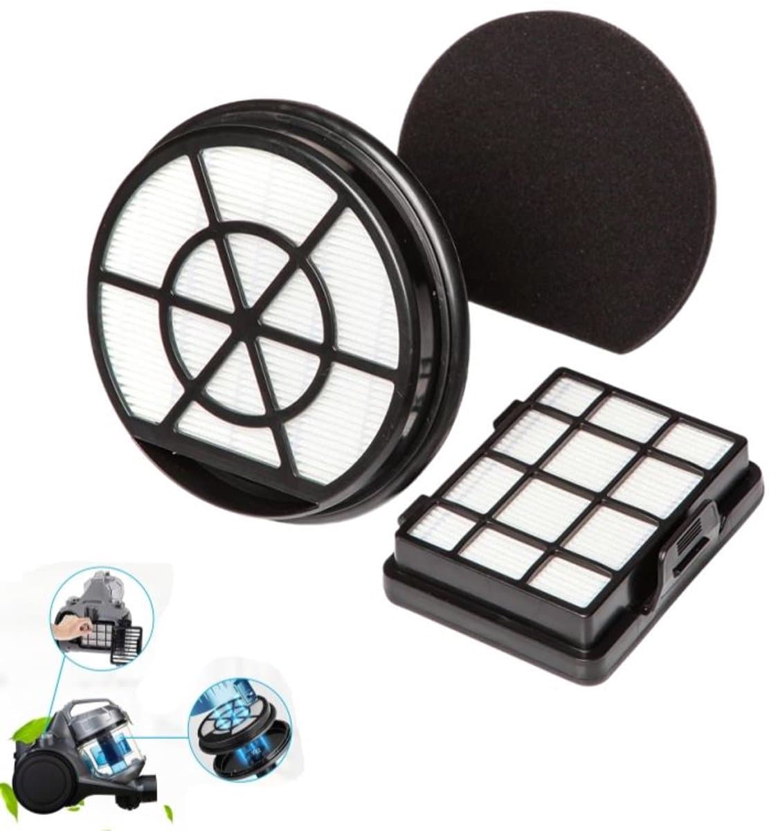 1 stuk - vervangingsfilter accessoires - filter accessoires -1 voorfilter (spons type 14.7×14.7×2.5cm) + 1 nafilter (11.6×8.7×2.8cm) - HEPA-filter - zwart — afbeelding 1