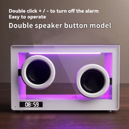 Transparante minimalistische Bluetooth-luidspreker met draaiknop, draadloze luidspreker, TF-kaartsleuf, sfeervolle verlichting en desktopbas (wit) — thumbnail 3