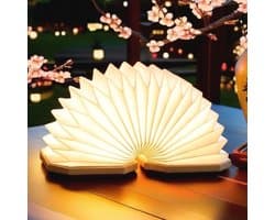 Oplaadbare Vouwbare Boeklamp - Vintage Papieren Tafellamp met 2 Kleuren