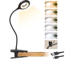 Verstelbare LED Leeslamp met Klem en Oplaadbare Batterij - Draagbare Touch Control Lamp voor Bed en Bureau