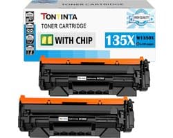 2x Zwarte Toner Cartridges Hoge Capaciteit (W1350X / 135A) voor LaserJet Printers