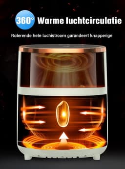 Lunekiss multifunctionele luchtfriteuse 6L – 1800W – digitaal display – kijkvenster – 8 programma’s – airfryer — thumbnail 3