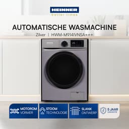 Heinner HWM-M914IVNSA+++ Slanke Wasmachine 9 kg – 1400 tpm – Energieklasse A – Digitaal display – 15 programma’s – Zilver – 5 Jaar Garantie — thumbnail 8
