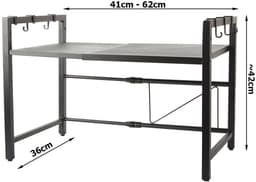 Verstelbaar Magnetronrek – Keukenschap van RVS – Zwart – Ruimtebesparend Keukenrek– magnetron rek – Keuken Magnetronkast met 6 Haken – voor Magnetrons, Airfryers, Oven – 36557 — thumbnail 4