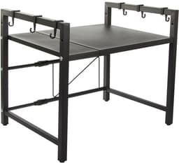 Verstelbaar Magnetronrek – Keukenschap van RVS – Zwart – Ruimtebesparend Keukenrek– magnetron rek – Keuken Magnetronkast met 6 Haken – voor Magnetrons, Airfryers, Oven – 36557 — thumbnail 5
