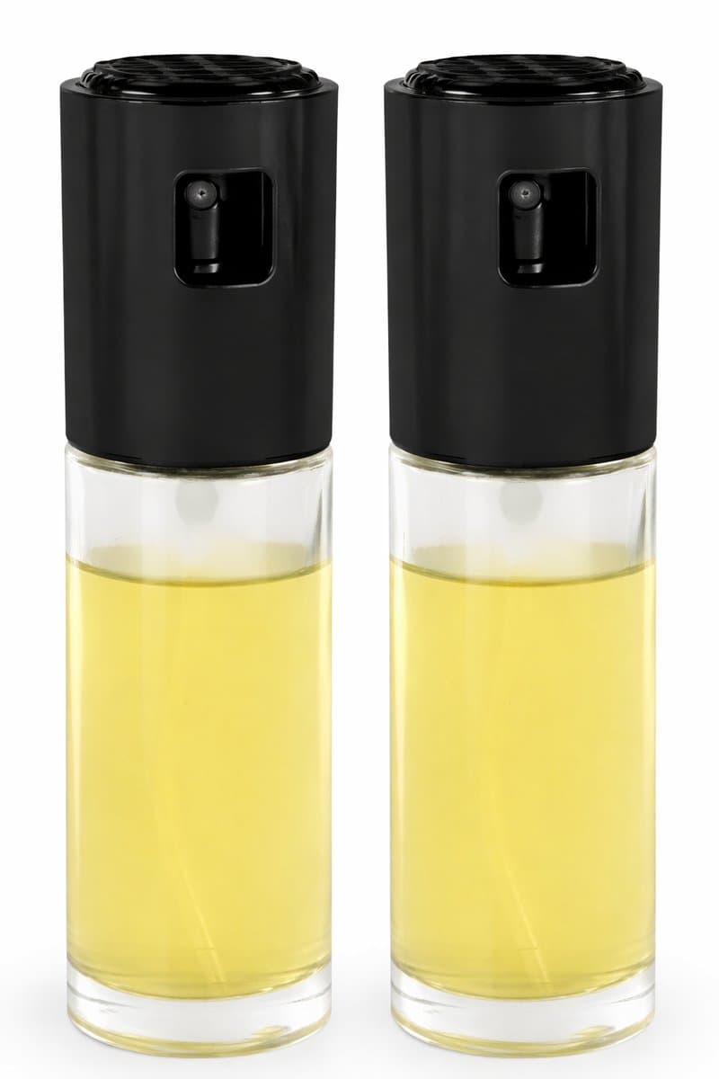 Set van 2 - Oliespray & Azijnverstuiver – RVS & Glas – 18 cm – Salade of Airfryer — afbeelding 1