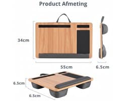 ML 50 Draagbaar Laptop Bureau met Kussen en Polssteun – Groot Ergonomisch Op Schoot Bureau voor Bed, Bank of Sofa – Opvouwbaar en Lichtgewicht Op Schoot Tafel met Muismat, Tablet & Telefoonhouder, Handvat