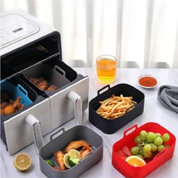 1 stuk - Opvouwbare siliconen bakvorm - Rechthoekige siliconen bakvorm voor airfryer - Zwart — thumbnail 6