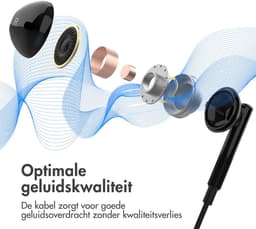 imoshion Bedrade Oordopjes met AUX / 3,5 mm Jack Aansluiting - Oortjes met Draad - Zwart — thumbnail 3
