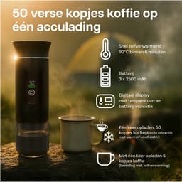 Draagbaar Koffiezetapparaat voor Onderweg van MMOBIEL - 12 Volt Portable Koffiemaker Camping- Oplaadbaar USB-C - Koffiecups & Gemalen Koffie Espresso - Lungo - Nespresso - Camping Gadget — thumbnail 2