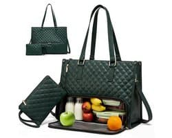 2-in-1 draagtas - 42*18*30 cm - Combinatie van handtas en lunchtas - Geïsoleerde lunchtas - Laptoptas - Ruime, verdikte laptoptas met zakelijke uitstraling - Geschikt voor het meenemen van lunch, laptops, schrijfwaren, enz.