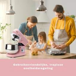 Quvo® Mixer met Mengkom - Keukenmachine - Deegmixer - Inclusief Deeghaak en Garde - Roze- ‎21 cmx 35 cmx 32 cm — thumbnail 5