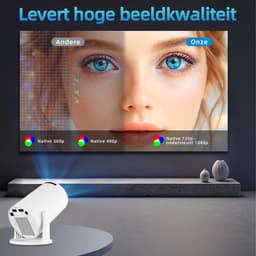 Mini Beamer - Mini 4K Projector Draagbare Videoprojector - Android 11 - WiFi 6 en Bluetooth 5.4 - 180° Draaibaar - 1080P Full HD - Voor Telefoon PC en Home Cinema — thumbnail 3