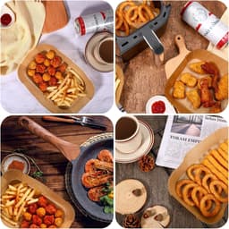 Wegwerp papieren inzetstukken geschikt voor airfryer, 100 stuks voedselveilig, dik siliconenoliepapier, 20,5 x 13,5 cm — thumbnail 3