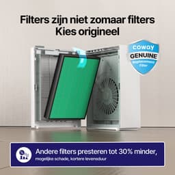 Coway Airmega 150 Luchtreiniger - Air Purifier - 281 m³/u - Wasbaar pre-filter + HEPA filter + koolstoffilter - Verwijdert tot 99,97% van ultrafijne deeltjes - Tegen stof, pollen en allergenen - Fluisterstil (20 dB) - ECARF & Quiet Mark - Wit — thumbnail 3