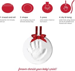 Voetafdruk- en handafdrukset van klei, souvenirornament, doe-het-zelf handafdrukmalset, geschikt voor baby's of huisdieren van 0-1 jaar, wit. — thumbnail 2