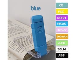 Mini LED-Leeslamp voor Boeken - 3 Helderheidsniveaus - USB-Oplaadbaar - Kind/Volwassene-Hemelsblauw - Hoge kleurweergave-index (CRI≥90)