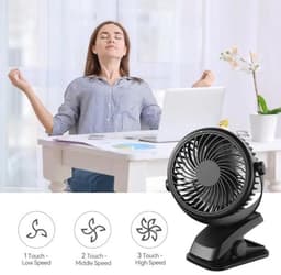 Draagbare Mini USB Ventilator met 2800 mAh, 360 Graden Rotatie en 3 Snelheden voor Slaapkamer en Kantoor — thumbnail 3