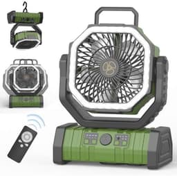 Draagbare Campingventilator met LED licht - 20.000 mAh, 4 standen, USB, Stil, Met Afstandsbediening en Haken - Ideaal voor Picknick, Barbecue, Vissen en Wandelen — thumbnail 3