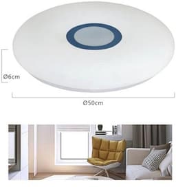 Bluetooth Plafondlamp 54W Ø 50CM met Luidspreker, Afstandsbediening en App-Bediening - Dimbaar, RGB Kleurverandering, Sterrenhemel Lamp met Witte Ruis — thumbnail 4