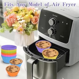 Set van 12 Siliconen Muffinvormen - Herbruikbare Anti-aanbak Bakvormen - Perfect voor Airfryer en Cupcakes — thumbnail 5