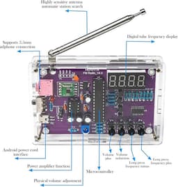 OIMG Elektronische FM-radio-set - solderen praktijkkit - FM Radio Kit - Complete Doe-Het-Zelf Bouwpakket voor FM-Radio Enthousiastelingen DIY - radio - FM-radioset - lasprojecten voor leren en onderwijzen (met behuizing) — thumbnail 2