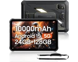 Blackview Active 7 - Tablet - 24GB RAM - 128GB ROM - 10000mAh - 11 inch - Dual 4G SIM - Inbegrepen Draagriem voor Tablet - Octa Core - Android 15 Bluetooth 5.0 - NFC - OTG - Zwart